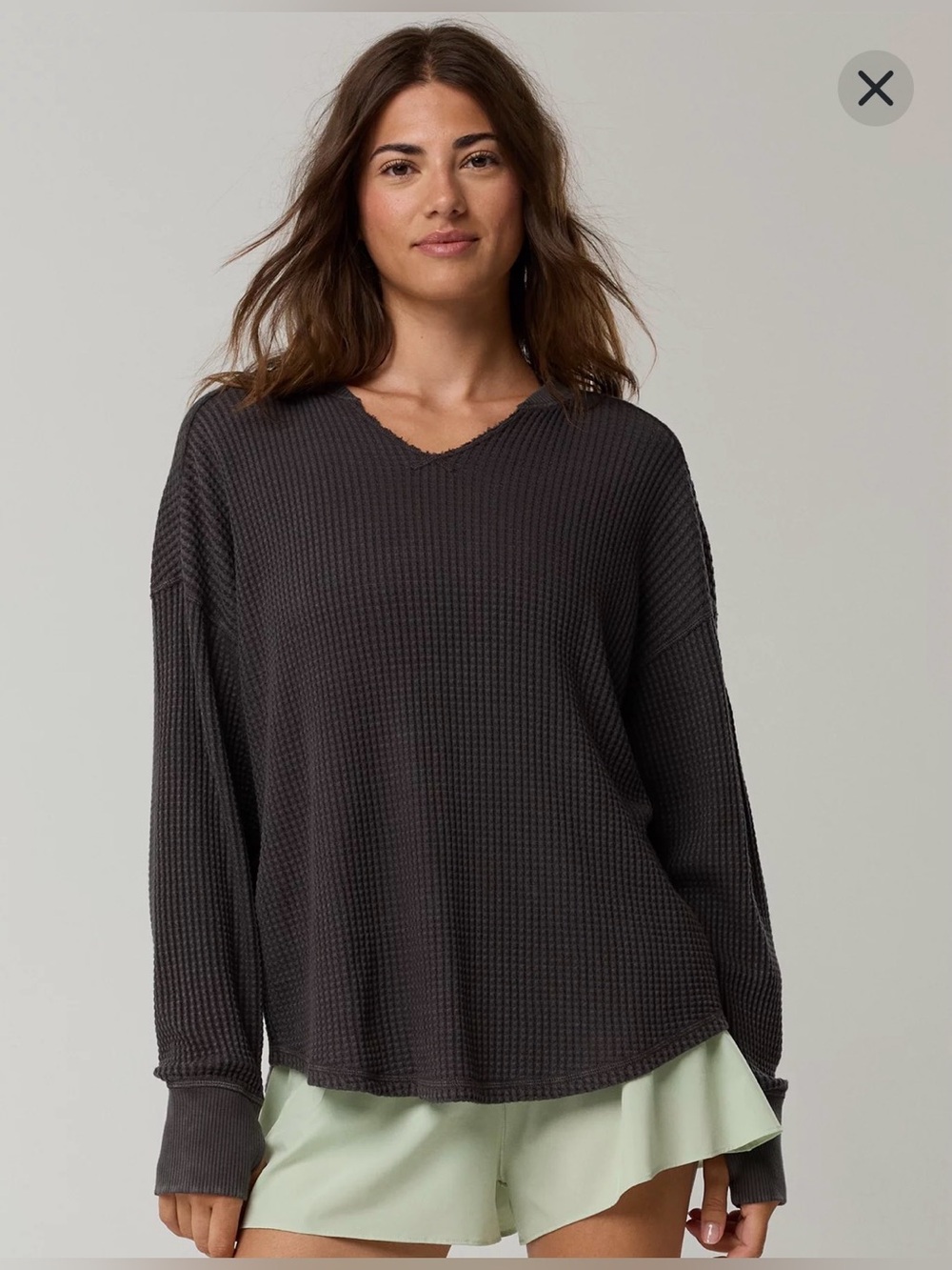 OFFLINE By Aerie Wow! Waffle Notch Neck Long Sleeve T-Shirt